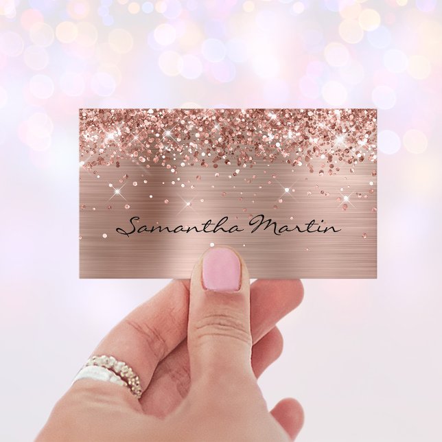 Glittrande roséguld folie visitkort (Glittery Rose Gold Foil Business Card)