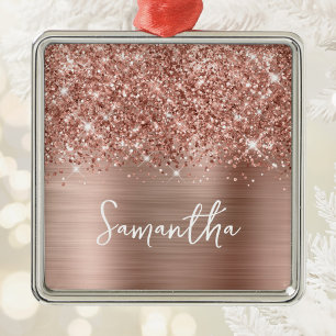 Glittrande Roséguld Glam Namn Julgransprydnad Metall