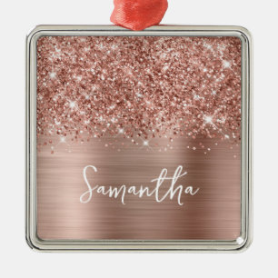 Glittrande Roséguld Glam Namn Julgransprydnad Metall