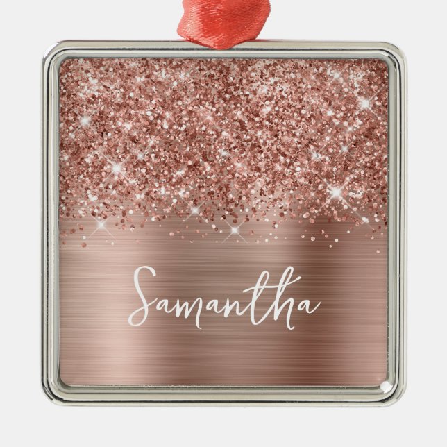 Glittrande Roséguld Glam Namn Julgransprydnad Metall (Framsidan)