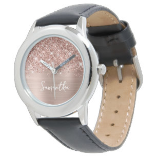 Glittrande Roséguld Glam Vit Namn Armbandsur