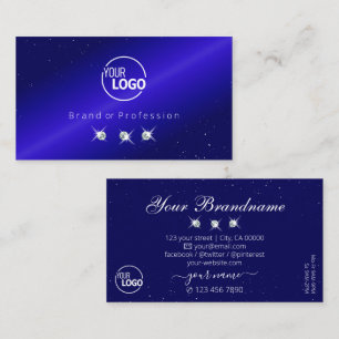 Glittrande Royalblå Glänsande Diamanter med Logoty Visitkort