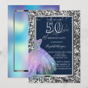Glittrande Sequins Klänning Holografisk 50-årsfira Inbjudningar