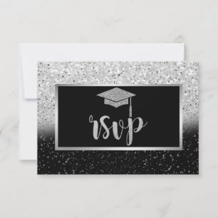 Glittrande silver examenshatt, konfettigraduerings OSA kort