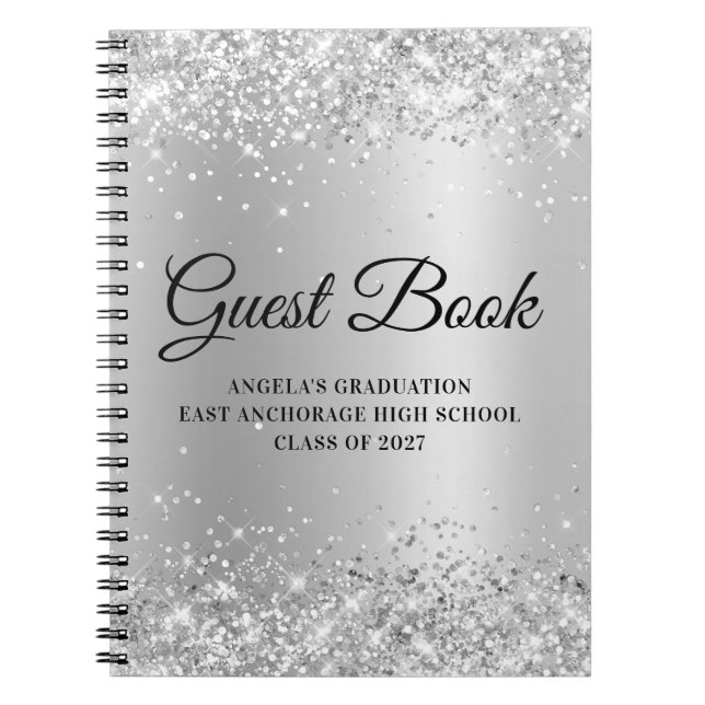 Glittrande Silver Glam Gradering Examen Anteckningsbok (Framsidan)