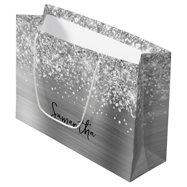 Glittrande Silver Glam Namn (Framsidan Vinklad)