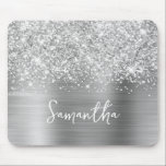 Glittrande Silver Glam Namn Musmatta<br><div class="desc">Anpassa den moderna handskrivna stilskriften för att skapa din egen musmatta.</div>