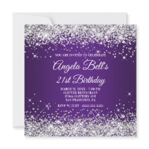 Glittrande Silver Glitter Royal Purpur 21-årsdag