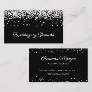 Glittrande Silver Glitter Solid Svart Färg Visitkort
