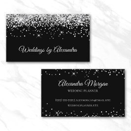 Glittrande Silver Glitter Solid Svart Färg Visitkort