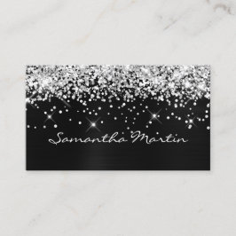 Glittrande Silver Glitter Svart Folie Visitkort