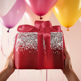 Glittrande Silver Röd Glam Presentpapper