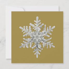Glittrande Silver Snöflinga Kristall på Guldmatta Julkort
