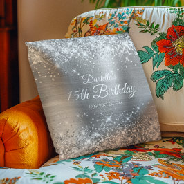 Glittrande silverfolie 15-årsdag kudde