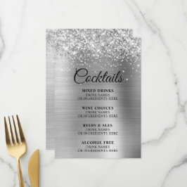 Glittrande Silverfolie Drinkbar Meny
