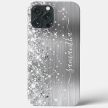 Glittrande silverfolie Modernt flickaktigt signatu