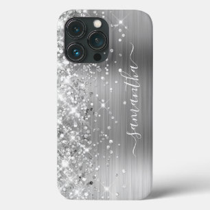 Glittrande silverfolie Modernt flickaktigt signatu