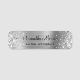 Glittrande silverfolie namnbricka