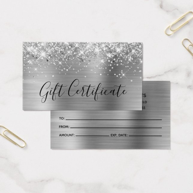 Glittrande silverfolie presentkort visitkort (Kontor)
