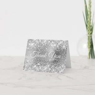 Glittrande Silverfolie Tack Kort