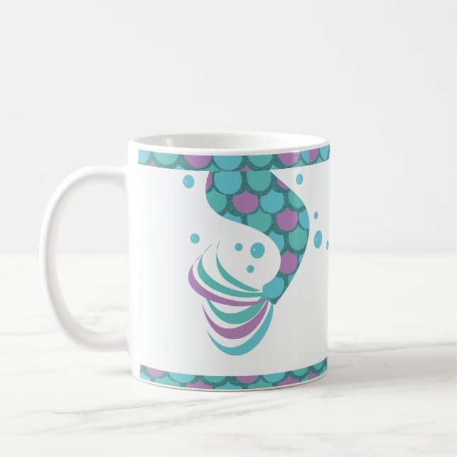 Glittrande Sjöjungfru Svansar Ränder Fjäll Kaffemugg (Vänster)