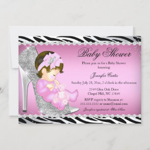Glittrande sko babyflicka baby shower B Inbjudningar