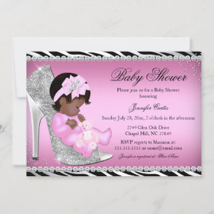 Glittrande sko & Babyflicka Baby Shower Inbjudan