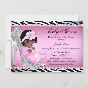 Glittrande skor Babyflicka Baby Shower Inbjudningar