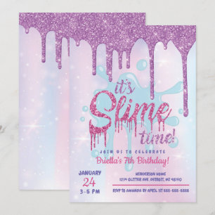 Glittrande Slime Festinladning Inbjudningar