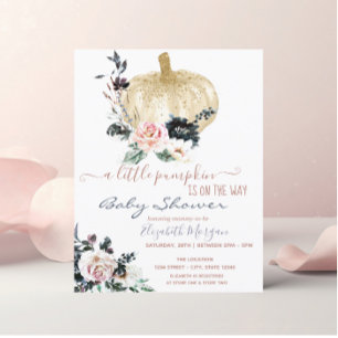 Glittrande Små Pumpa Blommor,Prickiga Baby Shower Inbjudningar