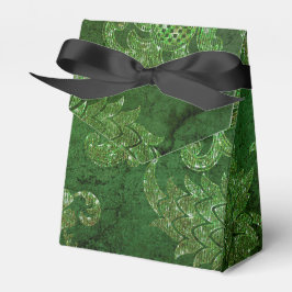 Glittrande smaragdgrön vintage damask presentaskar