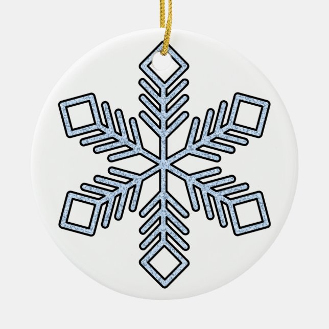 Glittrande snöflinga - Babyblå grenar Julgransprydnad Keramik (Framsidan)