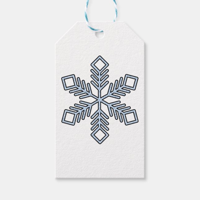 Glittrande Snöflinga - Bebis Blåa Grenar Presentetikett (Framsidan)