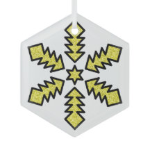 Glittrande snöflinga - Gul stjärna
