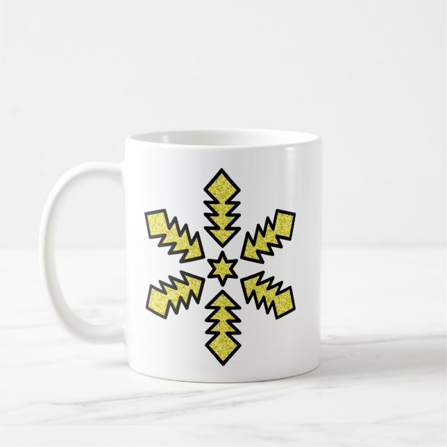 Glittrande snöflinga - Gul stjärna Kaffemugg (Vänster)