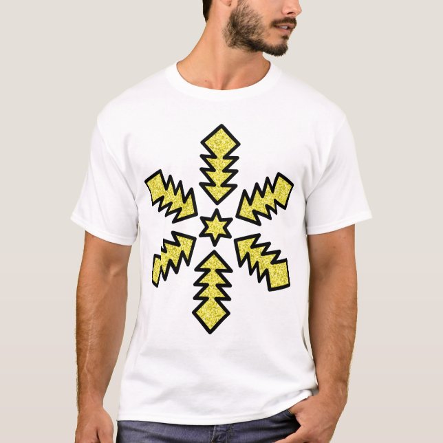 Glittrande snöflinga - Gul stjärna T Shirt (Framsida)