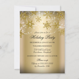 Glittrande snöflinga guld jul firande inbjudningar