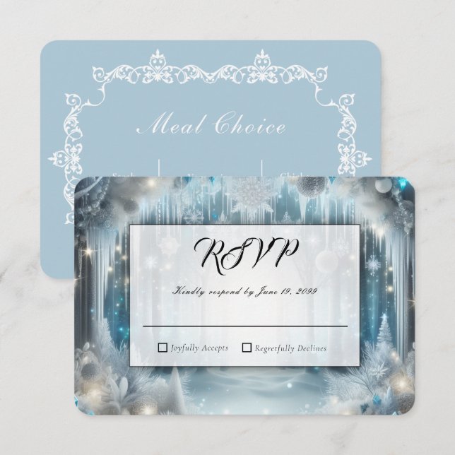 Glittrande Snöig Skog Entré Val Bröllop OSA Kort (Fram/baksida)