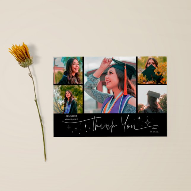 Glittrande stjärnor Svart examen Multi Foto Tack Meddelande (Skapare uppladdad)