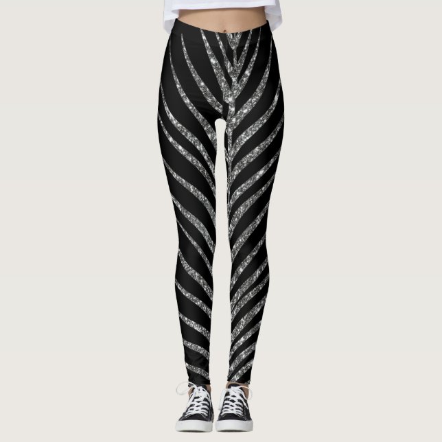 Glittrande svart glitter  leggings (Framsida)