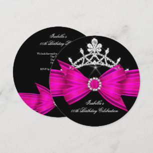 Glittrande Tiara Hot Pink Diamantbåge Födelsedagsf Inbjudningar