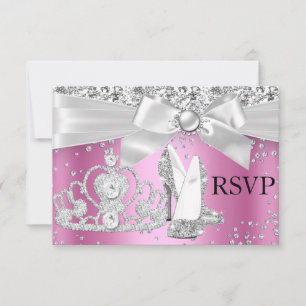 Glittrande Tiara Klackar Rosa Sweet 16 RSVP OSA Kort