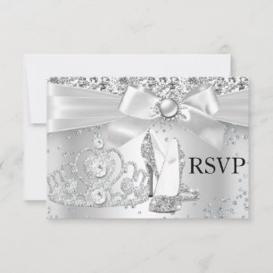 Glittrande Tiara Klackar Silver Sweet 16 RSVP OSA Kort