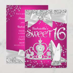 Glittrande Tiara & Klackar Sweet 16 Inbjudan Hot P