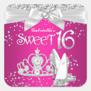 Glittrande Tiara Klackar Sweet 16 Klistermärke