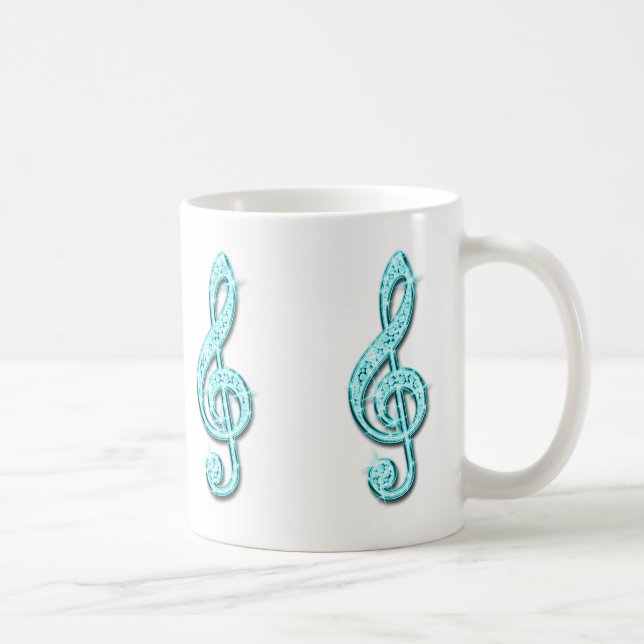 Glittrande turkos musiknot kaffemugg (Höger)