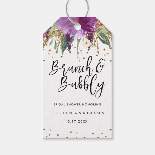 Glittrig ametistbrunch och bubbelbröllopsfest presentetikett (Framsidan)