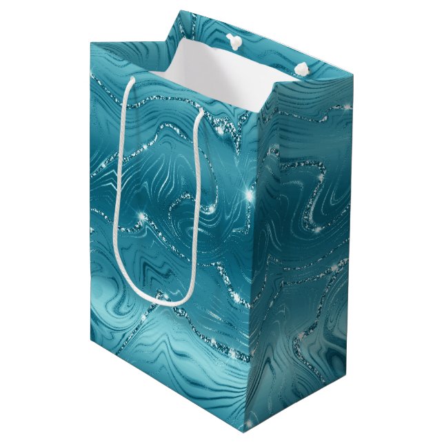 Glittrig Aqua Blå Turkos Glitter Födelsedag (Framsidan Vinklad)