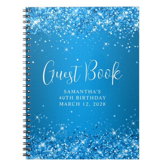Glittrig Azure Ombre 40-årsfirande Gästbok Anteckningsbok (Framsidan)