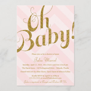 Glittrig baby shower-inbjudan med Chevron Inbjudningar